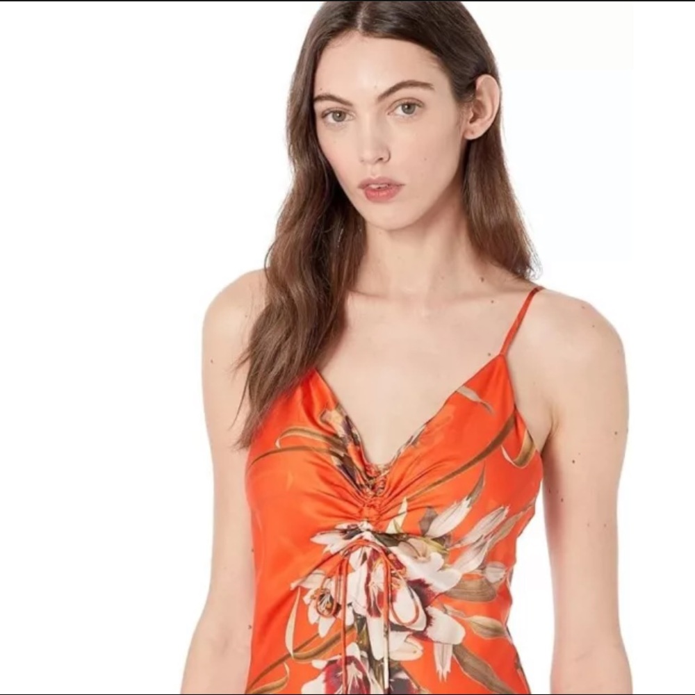 AllSaints Alexia Dorada silk asymmetric midi dress - Picture 7 of 10